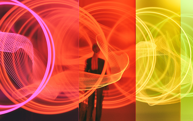 woman with colorful circles